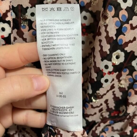 Dorothee Schumacher Pink Floral Silk Button Up Down Blouse Top Shell Size 3 - Picture 10 of 12